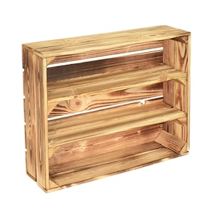 Holzregal hell geflammt 50x40x15cm 2x lange Ablage Holzkiste Kistenregal