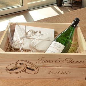 Holzkiste Personalisiert Ringe mit Wunschtext - Gravierte Erinnerungskiste Hochzeit Verlobung Hochzeitstag Brautpaar Geschenk Persönlich