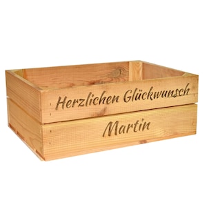 Holzkiste Personalisiert mit Wunschtext für jeden Anlass - Gravierte Erinnerungskiste Geburtstag Rente Abschied Hochzeit Geburt Individuell