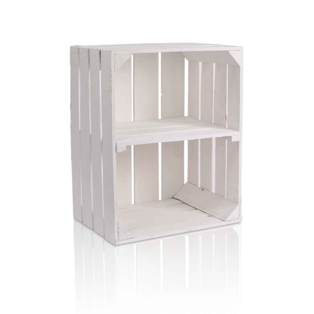 Wooden Box White Vintage Look 50x40x30cm With Short Shelf Etsy