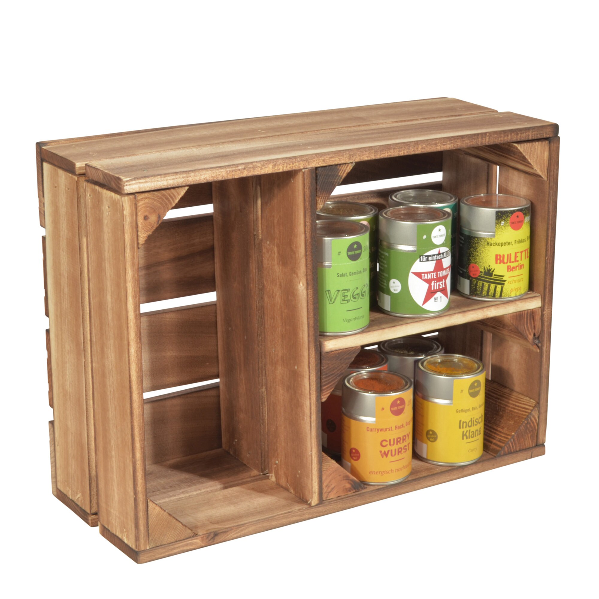 estantes de madera para especias