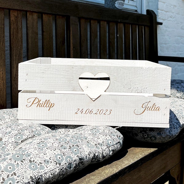 Personalisierte Holzkiste zur Hochzeit - Hochzeitsgeschenk mit Namen & Datum persönliches Geschenk zur Hochzeit Geschenkidee Geschenkideen