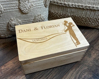 personalisierte Holzbox zur Hochzeit 40x30x14cm natur Aufbewahrungsbox Geschenk