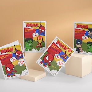 invitation anniversaire enfant super heros marvel spiderman ironman spidey hulk