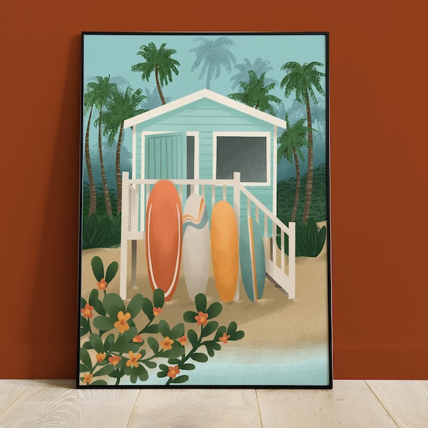 Affiche A3 plage et surf