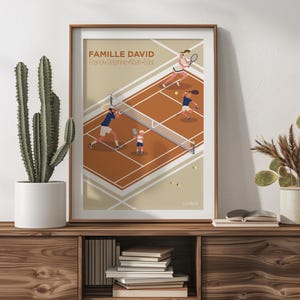 Familienplakat Tennissport mit anpassbarem Vornamen Vatertag Muttertag