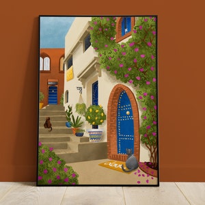 A3 poster Mediterranean alley Morocco, Spain, Italy, France