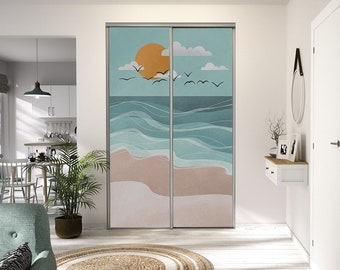 Stickers Porte Poster - Paysage Forestier Au Coucher Du Soleil 80 X 200