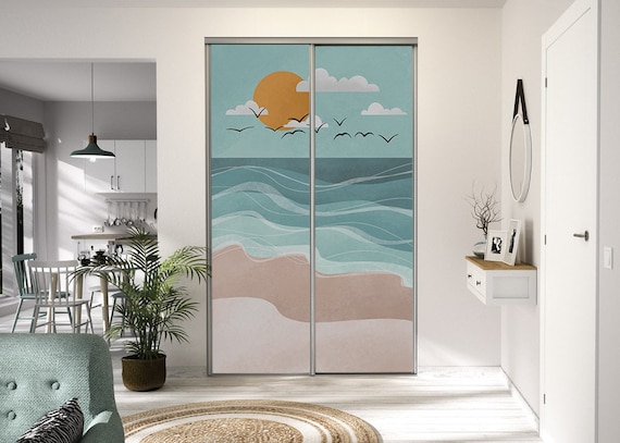 Adesivo Murale Campo Di Papaveri Al Tramonto - PVC Autoadesivo Per Porte E Pareti - Foto 8