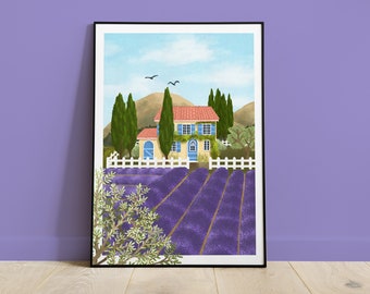 Affiche A3 champ de lavande en provence