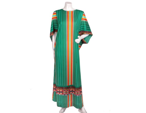 Gottex Vintage Maxi Caftan Dress  Hippie Boho Gre… - image 5