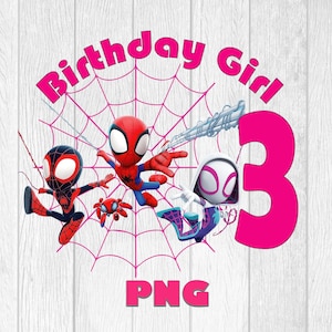 Spidey 3rd Birthday Girl PNG: Superhero Shirt Design (Instant Download)
