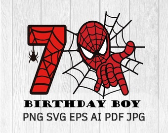 Spiderman 7th Birthday SVG PNG: DIY T-Shirt Design (Digital Download)