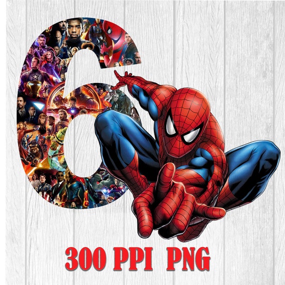 Spiderman 6th Birthday PNG: Digital File (300 PPI)