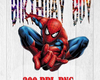 PNG-bestand van Spiderman-verjaardagsjongen voor het bedrukken van T-shirts, Cricut of Silhouette Heat Transfer Paper