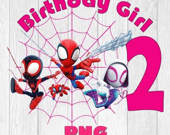 Spidey-verjaardagsmeisje PNG: superheldshirtontwerp (directe download)