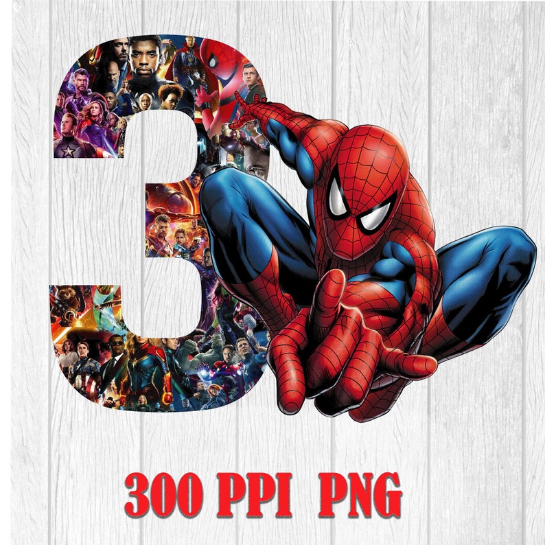 Spiderman 3rd Birthday Digital File 300 PPI PNG Happy Birthday ...