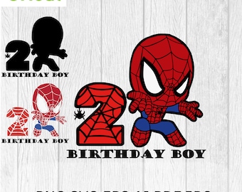 Archivo digital Cricut del segundo cumpleaños de Spiderman (PNG/SVG)