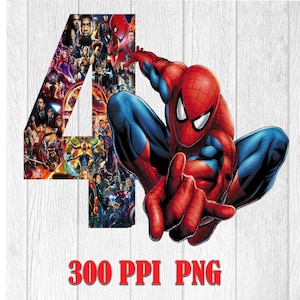 Spiderman 4th Birthday PNG: Digital Download