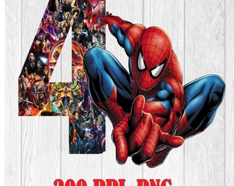 Spiderman 4th Birthday PNG: Digital Download