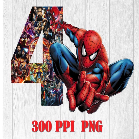 Spiderman 4th Birthday Digital File 300 PPI PNG Happy Birthday.