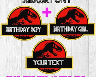 Dinosaur Birthday SVG: Jurassic Font, Cartoon Cut File (Instant Download)