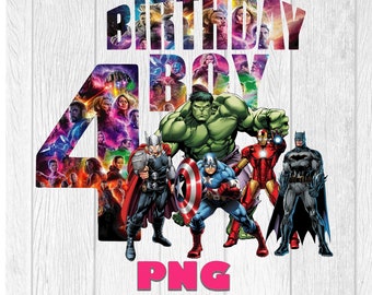 Avengers Birthday Clipart: Boy 4, Super Heroes PNG