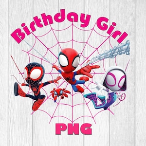 Spidey and Friends Birthday Girl PNG: Superhero Shirt Design (Instant Download)