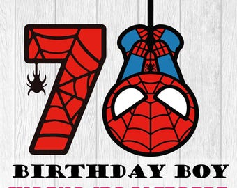 Spiderman 7.º cumpleaños SVG PNG: Archivo digital Cricut