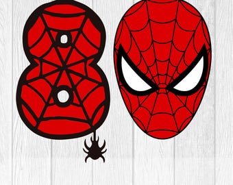 Cumpleaños de Spiderman SVG: Cara número 8, Cricut PNG (Descarga instantánea)