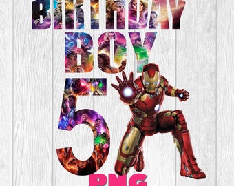 Avengers Birthday Boy 5 Clipart: Super Heroes PNG (Transparent Background)