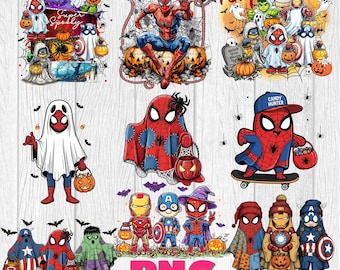 Spiderman Retro Halloween Cartoon PNG: Superhero Pumpkin Design