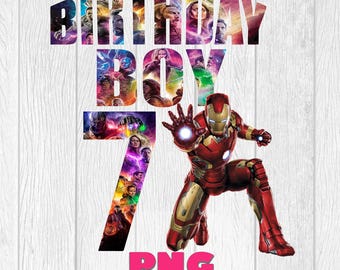 Avengers Birthday Boy 7 Clipart (PNG)
