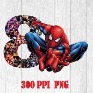 Spiderman 8th Birthday PNG: Superhero Party Decor (Digital Download)