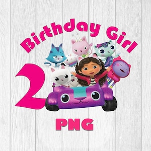 Gabby&#39;s Dollhouse Birthday PNG, Birthday Girl, 2 Birthday, Party Digital File