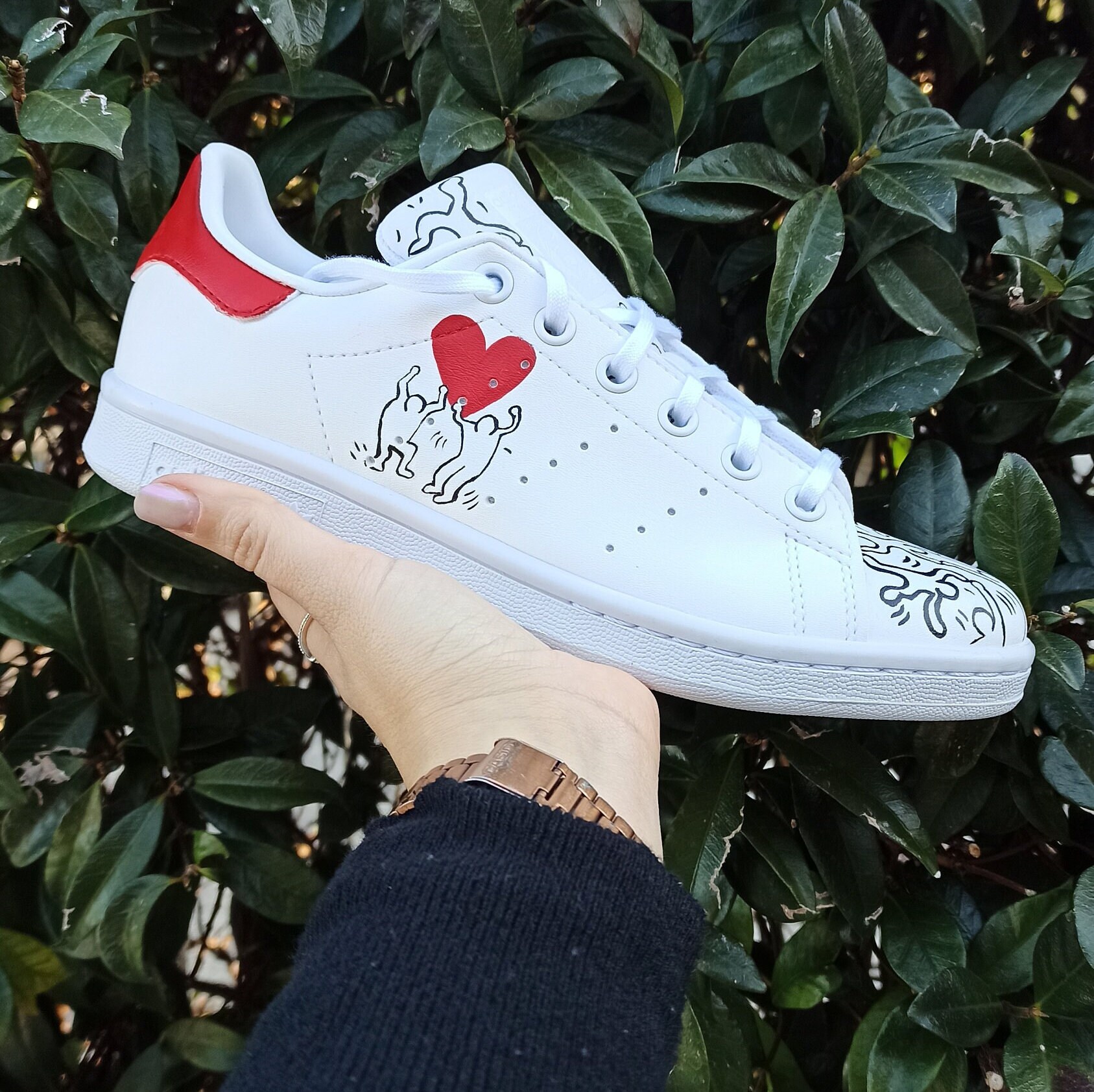 Competidores Intenso Contratado Custom Adidas Shoes keith Haring Stan Smith - Etsy