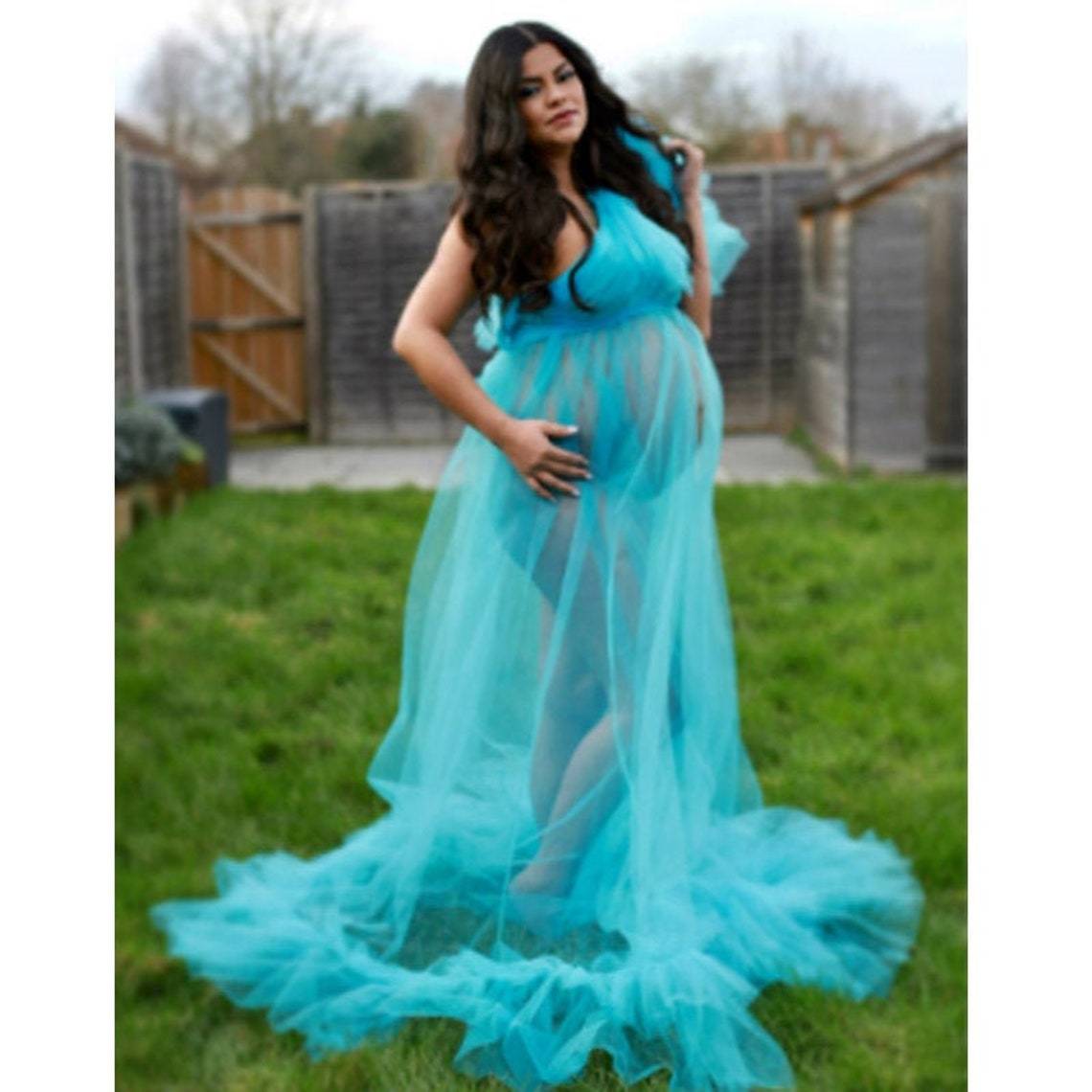 fluffy maternity robe