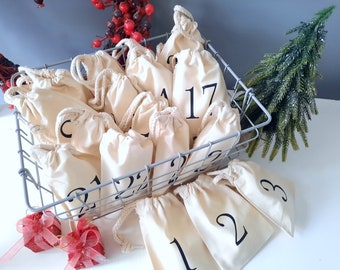 Advent Calendar Bags - Advent Calendar - Santa Sack - Christmas Gift Bag - Numbered Bags - Child’s Christmas Gift - Countdown Bag - Advent