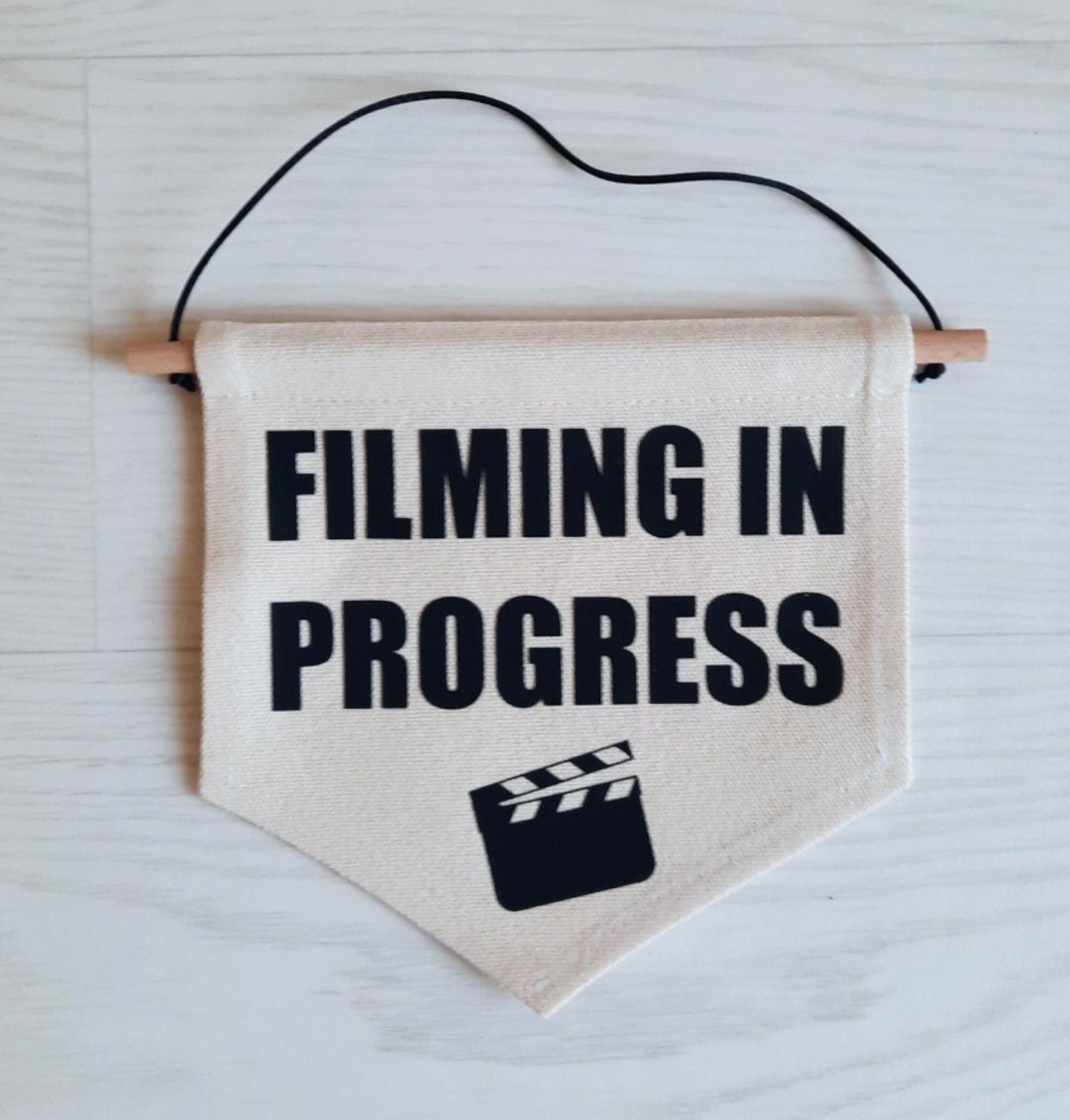 Wall Hanging Canvas Banner Filming in Progress Penant Flag Home Decor