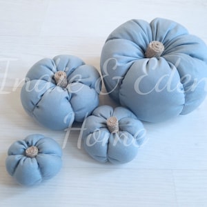 Pumpkin Decor - Fabric Pumpkins - Pumpkin Set - Halloween Decoration - Autumn Decor - Pumpkin Ornament - Autumnal - Fall Home Decor - Blue
