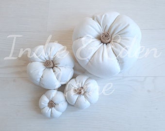 Pumpkin Decor - Fabric Pumpkins - Pumpkin Set - Halloween Decoration - Autumn Decor - Pumpkin Ornament - Linen - Fall Home Decor - White