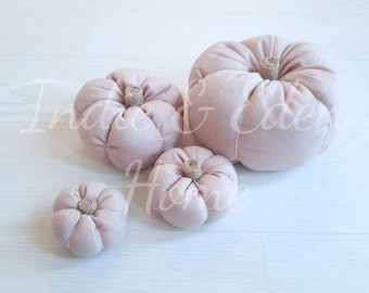 Pumpkin Decor - Fabric Pumpkins - Pumpkin Set - Halloween Decoration - Autumn Decor - Pumpkin Ornament - Linen - Fall Home Decor - Pink