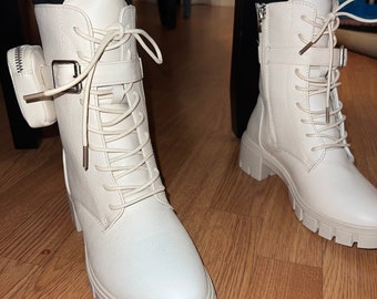 chanel white booties