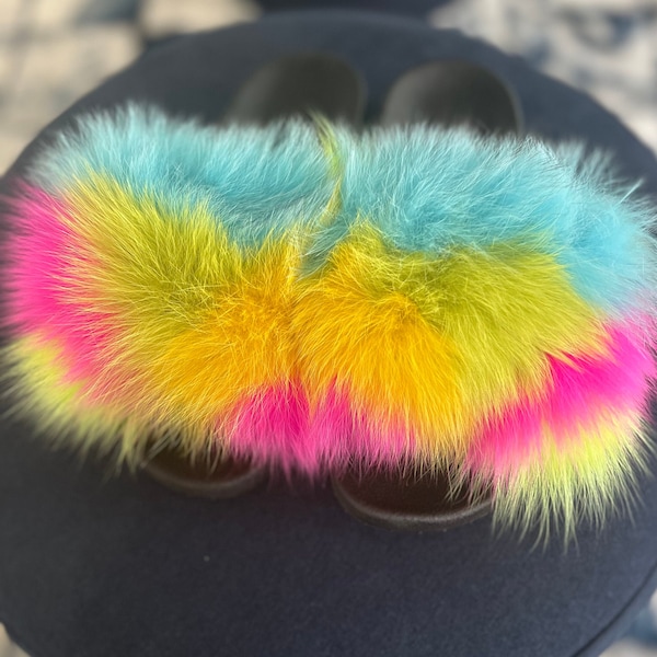 designer fur slides
