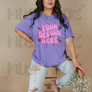 Comfort Colors Mockup Comfort Colors 1717 Comfort Colors Violet Mockup Oversized mock up Comfort Colors Mock Mock ups Purple tshirt mockup