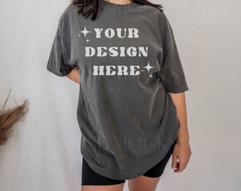 Maqueta Comfort Colors C1717 Modelo Pepper Mockup Oversized Pepper Comfort Colors CC Mock ups Mockup de camiseta extragrande Camiseta Comfort colors