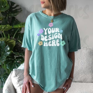 Comfort Colors Mockup Chalky Mint C1717 Comfort colors 1717 Mockups Model Mock up Mock ups Oversized Mockup Comfort colors Shirt Mockup