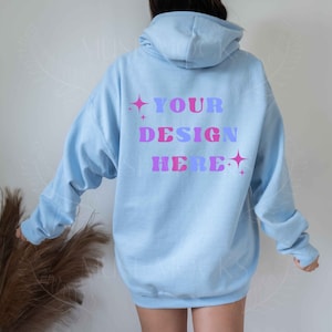 Gildan 18500 Hoodie Mockup Light Blue Hoodie Mockup Model Mockup Mock ups Gildan Hoodie Mockup Gildan Mockup Gildan 18500 Mockup Oversized