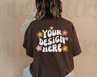 Gildan 5000 Mockup Gildan 5000 Dark Chocolate Gildan Mockup Aesthetic Mockup Back of shirt Mockup Mock ups Oversized Mockup Brown Shirt mock