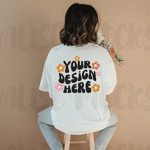 Gildan 5000 Mockup Gildan 5000 White Gildan Mockup Back of shirt Mockup Aesthetic Mockup Model Mock ups Oversized mock ups White tshirt mock